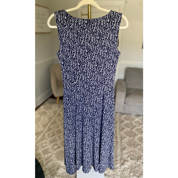 Vintage Jessica H Ditsy Floral Midi Dress Navy Fit & Flare Elegant Wedding Party - Picture 5 of 6